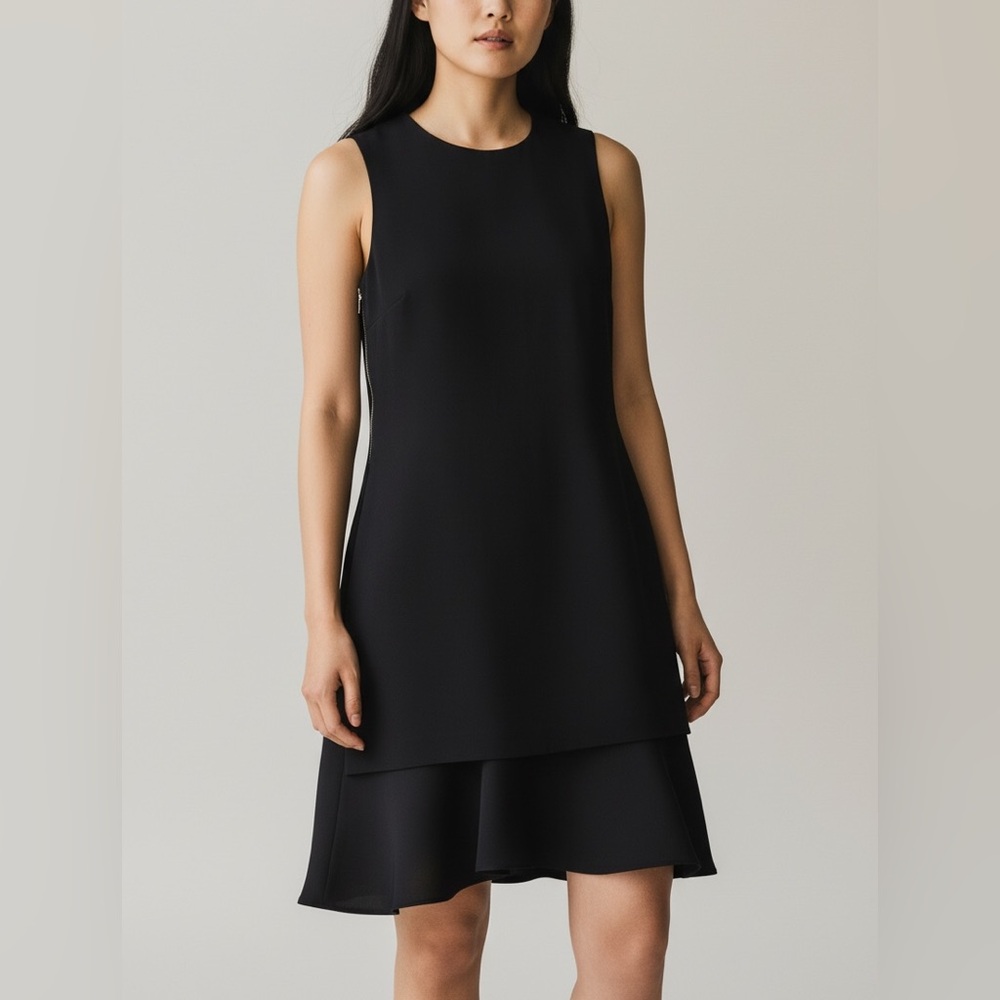 Theory Navy Blue Sheath Crepe Sleeveless Dress size 2